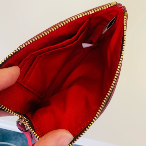 Authentic Coach Brown & Red Leather Zippered Wristlet: - Picture 7 of 7